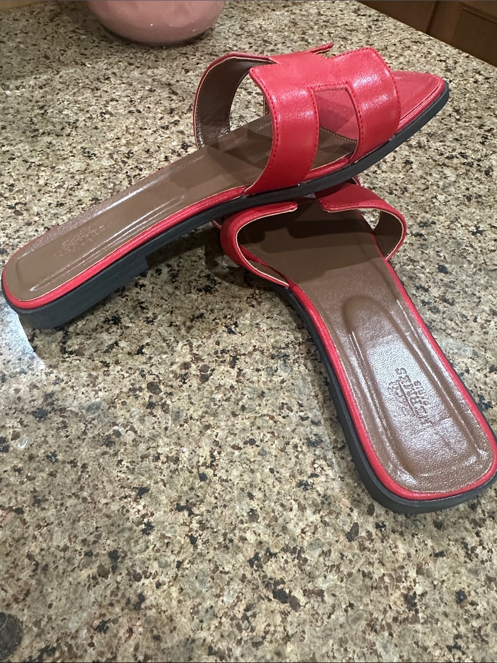 Women’s Red Slide Sandals, like new, size 8 - Picture 4 of 11